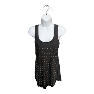 Lady Dutch Black Razer Back Tank Top  Grommet/Stud Adornments XS